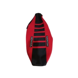 CAPA BANCO CRF230 / CRF250F CENTRO PRETO LATERAL VERMELHA TIRAS VERMELHAS HIBISCO