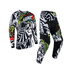KIT CALCA CAMISA LEATT MOTO 35 RIDE PRETO BRANCO VERDE