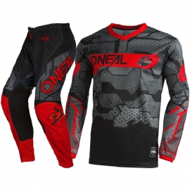KIT CALCA CAMISA ONEAL ELEMENT CAMO BLACK RED